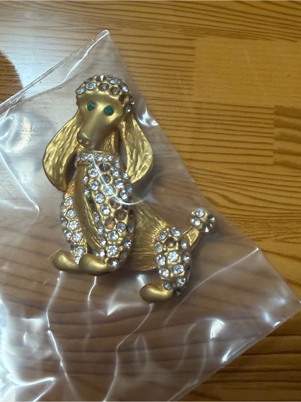 Gold Crystal Poodle Dog Brooch - Decorative Pet-Themed Pin